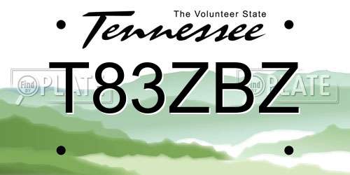 T83ZBZ Tennessee License Plate
