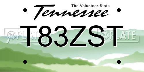 T83ZST Tennessee License Plate