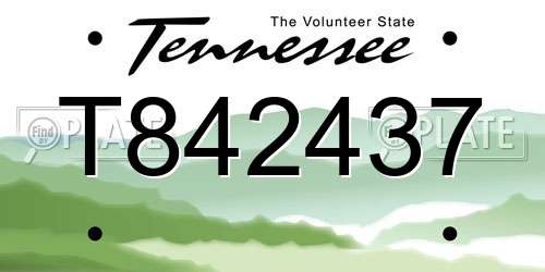 T842437 Tennessee License Plate