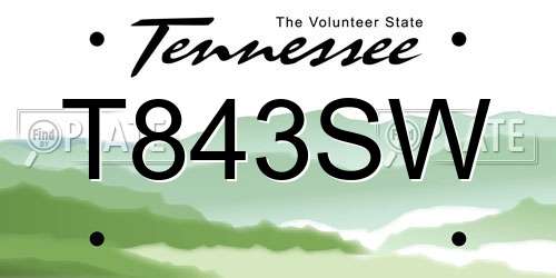 T843SW Tennessee License Plate