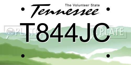 T844JC Tennessee License Plate