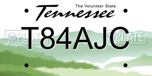 T84AJC Tennessee License Plate