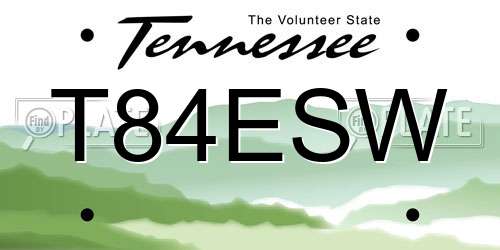 T84ESW Tennessee License Plate