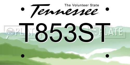 T853ST Tennessee License Plate