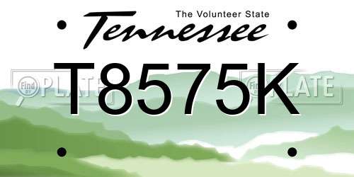 T8575K Tennessee License Plate