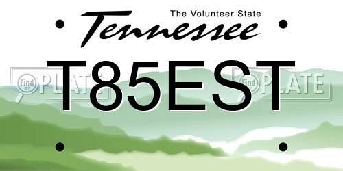 T85EST Tennessee License Plate