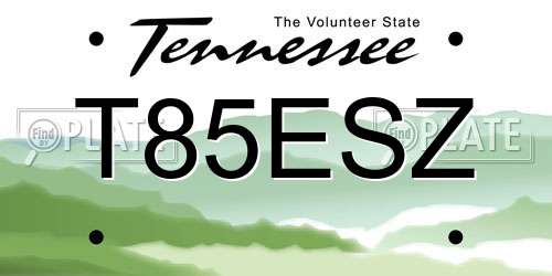 T85ESZ Tennessee License Plate