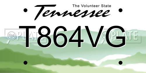 T864VG Tennessee License Plate