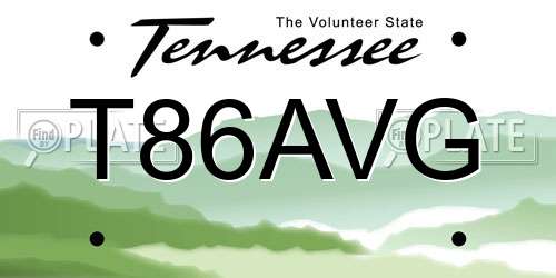 T86AVG Tennessee License Plate
