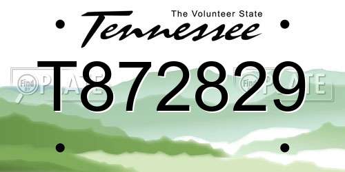 T872829 Tennessee License Plate