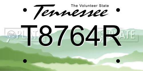 T8764R Tennessee License Plate
