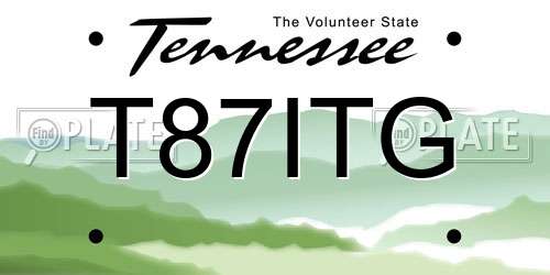 T87ITG Tennessee License Plate
