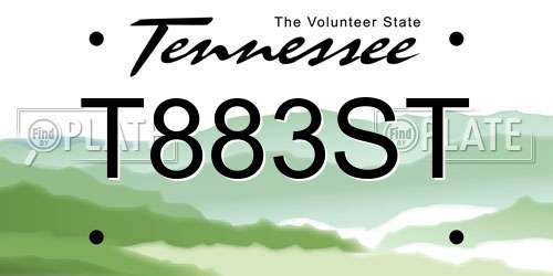 T883ST Tennessee License Plate