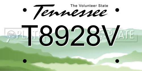 T8928V Tennessee License Plate