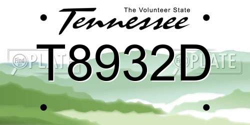 T8932D Tennessee License Plate