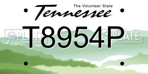 T8954P Tennessee License Plate