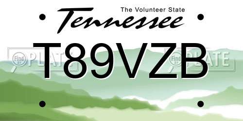 T89VZB Tennessee License Plate