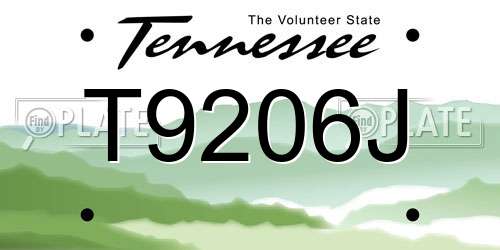 T9206J Tennessee License Plate