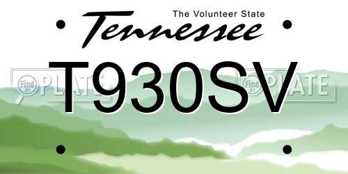 T930SV Tennessee License Plate