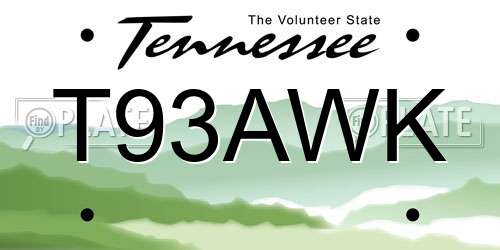 T93AWK Tennessee License Plate