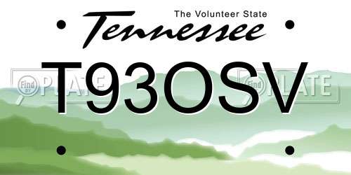 T93OSV Tennessee License Plate