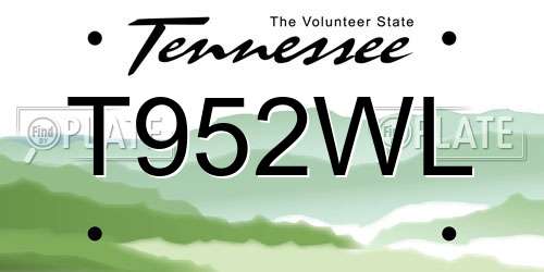 T952WL Tennessee License Plate