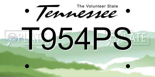 T954PS Tennessee License Plate