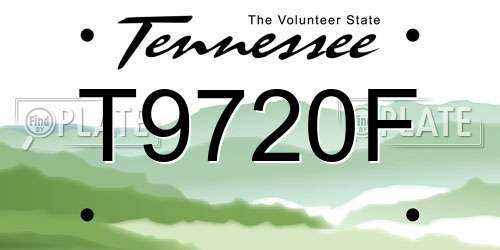 T9720F Tennessee License Plate