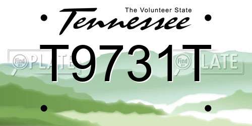 T9731T Tennessee License Plate
