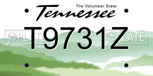T9731Z Tennessee License Plate