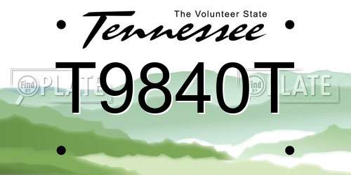 T9840T Tennessee License Plate
