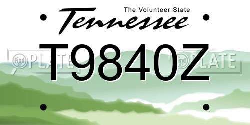 T9840Z Tennessee License Plate