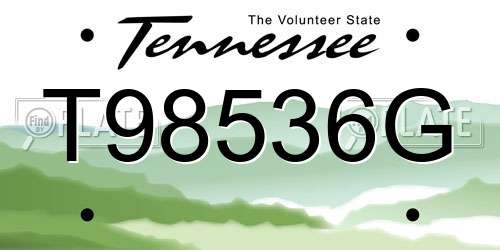 T98536G Tennessee License Plate