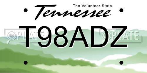 T98ADZ Tennessee License Plate