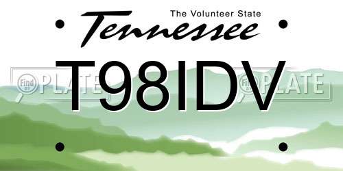 T98IDV Tennessee License Plate