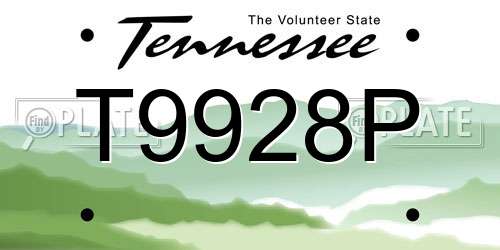 T9928P Tennessee License Plate