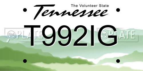 T992IG Tennessee License Plate