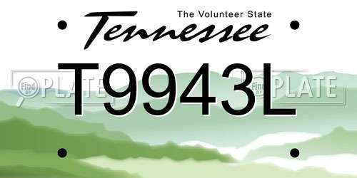 T9943L Tennessee License Plate