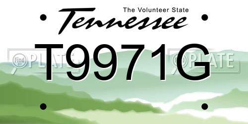 T9971G Tennessee License Plate