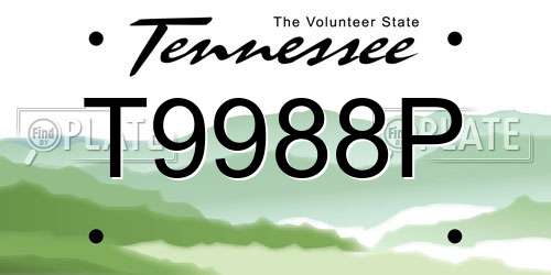 T9988P Tennessee License Plate