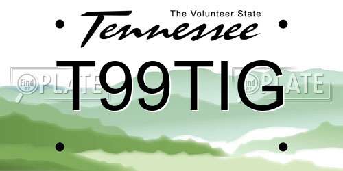 T99TIG Tennessee License Plate