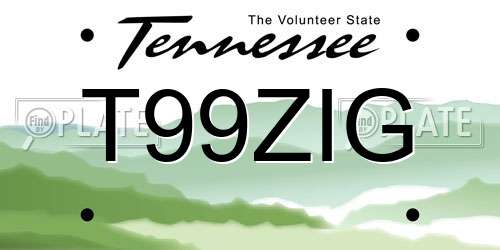 T99ZIG Tennessee License Plate