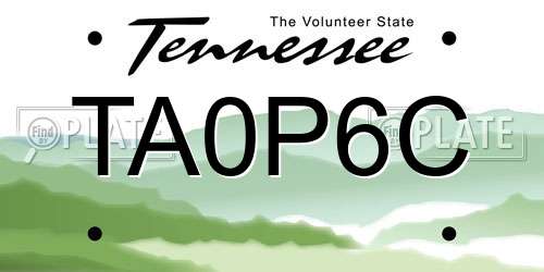 TA0P6C Tennessee License Plate