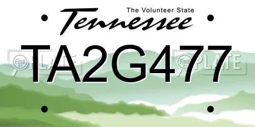 TA2G477 Tennessee License Plate