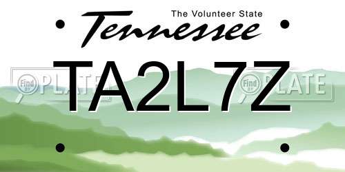 TA2L7Z Tennessee License Plate