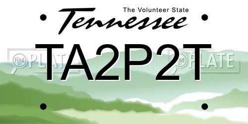 TA2P2T Tennessee License Plate