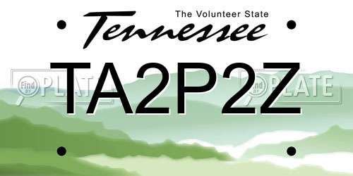 TA2P2Z Tennessee License Plate