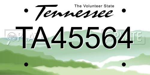 TA45564 Tennessee License Plate
