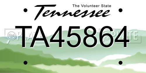 TA45864 Tennessee License Plate