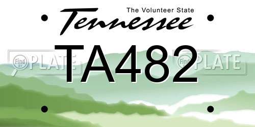 TA482 Tennessee License Plate